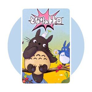 Studio Ghibli Anime Art Trading Card (KK123): Grey, Blue, White Totoro, 3.25 in